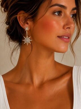 Eye Candy Los Angeles The Lux Collection Starburst Drop Earrings 18K Gold Plated